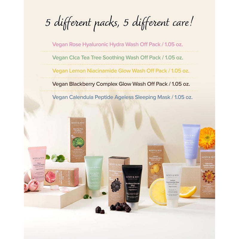 AsiaBeautyMall Mary & May Vegan Wash Off Mask Mini Gift Set Face Mask