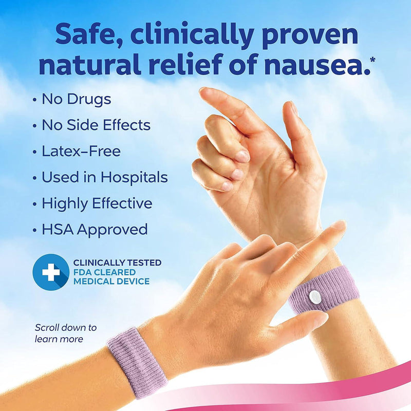 Sea-Band Sea-Band Mama Morning Sickness Relief Acupressure Wrist Bands - 1 Pair / 2 Oz Morning Sickness Relief Band Light Gray