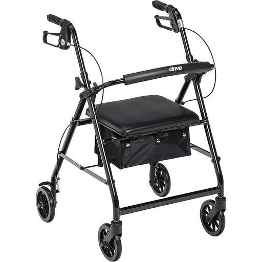 Drive Medical Aluminum Folding Rollator Walker with 6-Inch Wheels - Black Walkers White Smoke