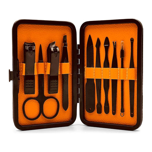10-Piece Stainless Steel Manicure Kit - Orange 8.8oz.