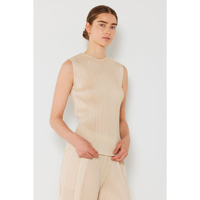 Marina West Swim Pleated Sleeveless Crewneck Tank