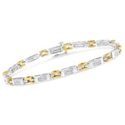 Bids.com 10K Two-Tone Gold Princess Cut Diamond Geo Link Bracelet (1.00 cttw, H-I Color, SI1-SI2 Clarity) Bracelets