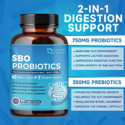 Nature Target SBO Probiotics with Prebiotic Fiber, 60 Billion CFUs, 90 Veggie Capsules Probiotic