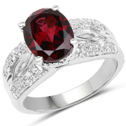 Bids.com 3.23 Carat Genuine Rhodolite and White Topaz .925 Sterling Silver Ring Rings