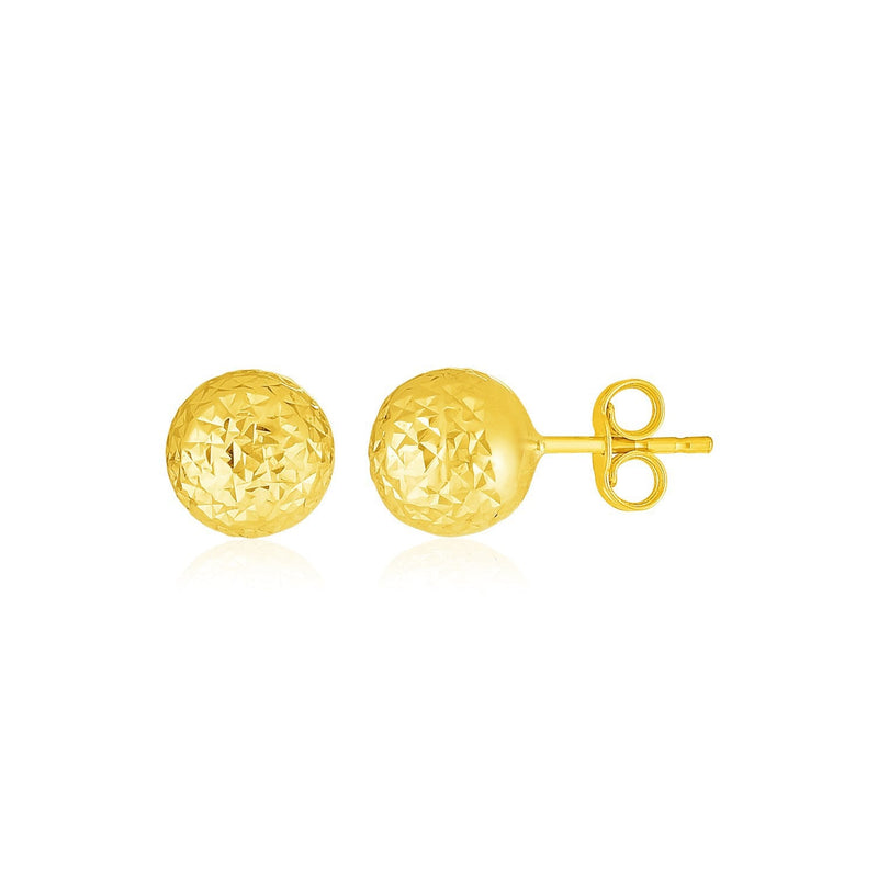 Bids.com 14k Yellow Gold Ball Earrings with Crystal Cut Texture Earrings