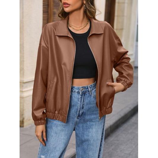 Zip Up Dropped Shoulder Jacket