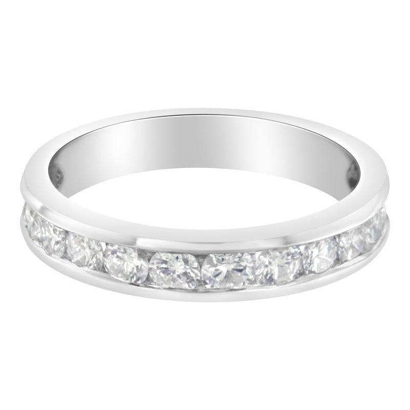 Bids.com IGI Certified 1.0 Cttw Diamond 18K White Gold Channel-Set Half-Eternity Band Wedding Ring (E-F Color, I1-I2 Clarity) - Size 5-1/2 Rings