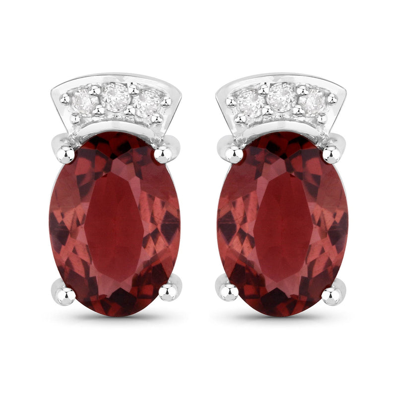 Bids.com 1.35 Carat Genuine Pink Tourmaline and White Diamond 14K White Gold Earrings Earrings