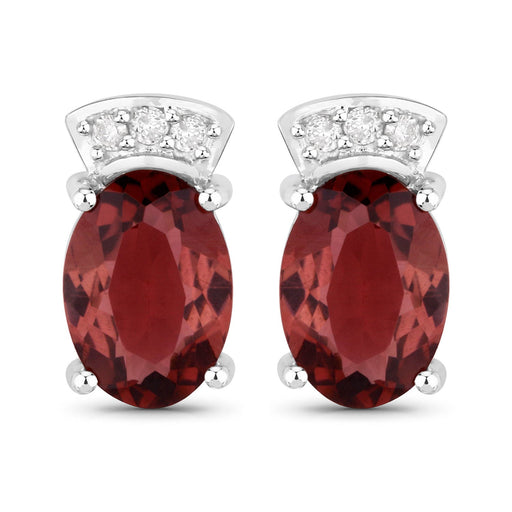 Bids.com 1.35 Carat Genuine Pink Tourmaline and White Diamond 14K White Gold Earrings Earrings
