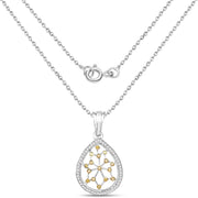 Bids.com 0.45 Carat Genuine White Diamond and Yellow Diamond .925 Sterling Silver Pendant Pendants