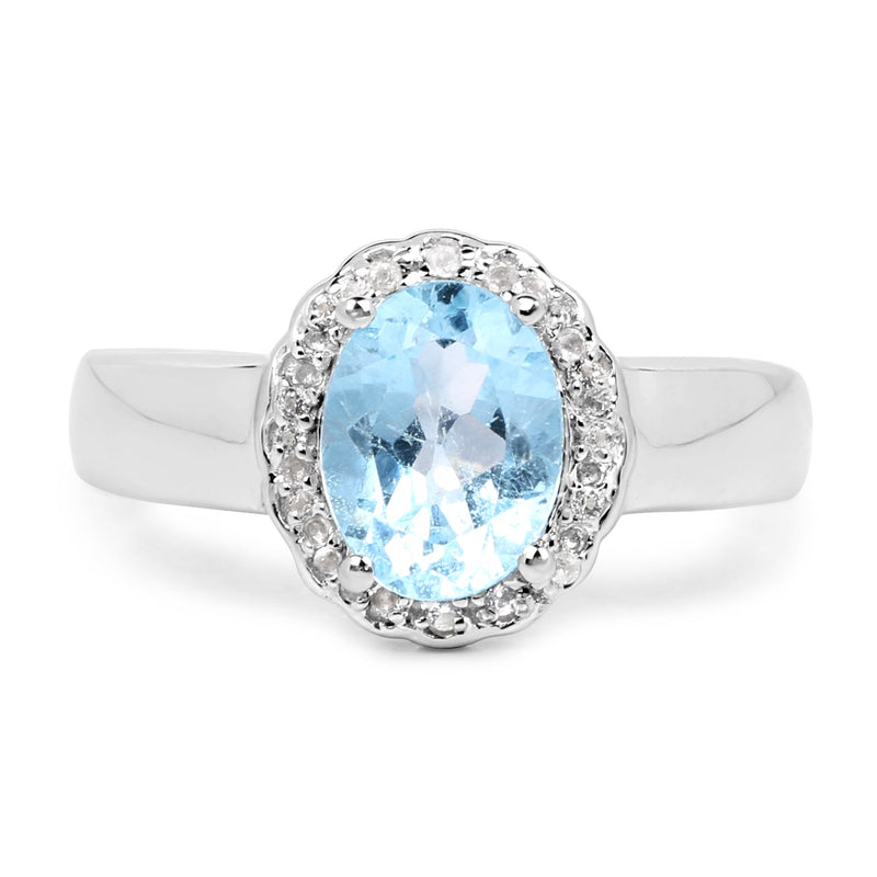 Bids.com 2.58 Carat Genuine  Blue Topaz and White Topaz .925 Sterling Silver Ring Rings