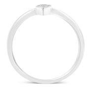 Bids.com .925 Sterling Silver 1/20 Carat Diamond Teardrop Pear-Shaped Miracle Set Petite Fashion Promise Ring (J-K Color, I1-I2 Clarity) - Size 6 Rings