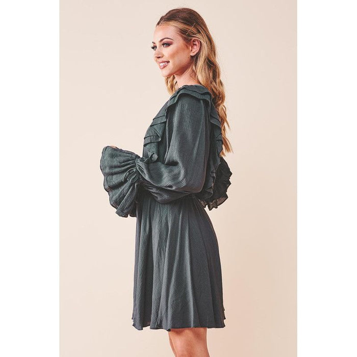 Ruffle Surplice Tied Mini Dress