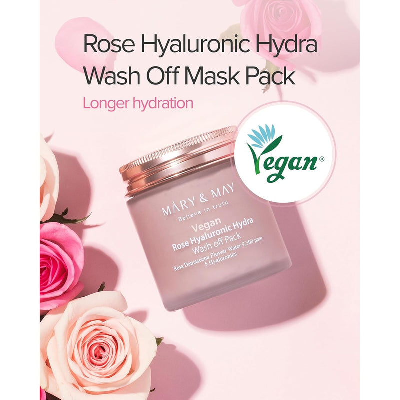 AsiaBeautyMall Mary & May Vegan Rose Hyaluronic Hydra Wash Off Pack Face Mask