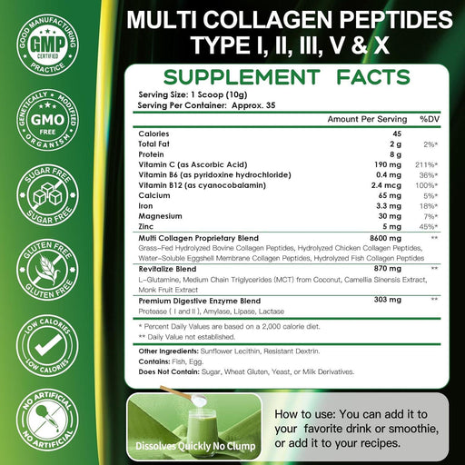 Nature Target Hydrolyzed Multi Collagen Peptides Powder, 8600mg Collagen