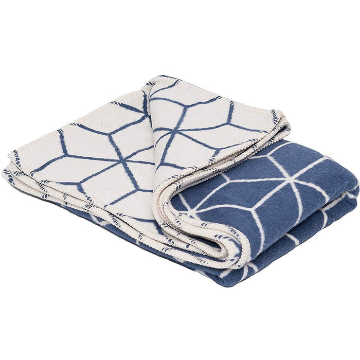 Atlanta blanket Navy & Cream Geometric Single Size Bed Blanket( Throw)