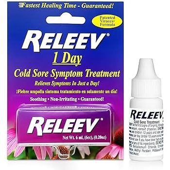Releev Releev 1nd-Day Cold Sore Symptom Relief, Fast-Acting Viracea Formula, 6mL Lip Balms & Treatments