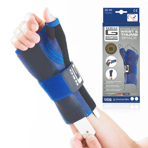 Neo G Neo G Stabilized Wrist and Thumb Brace, Left Hand, Universal Size Supports & Braces White Smoke