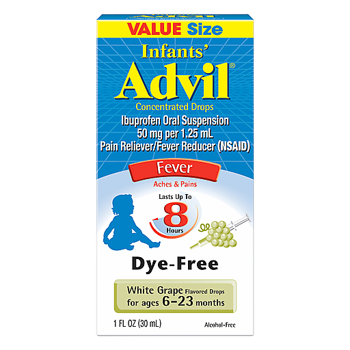 Advil Advil Pain Reliever/Fever Reducer, 50 Mg, Drops, White Grape, 6 23 Months, Value Size 1 Oz Health & Beauty White Smoke