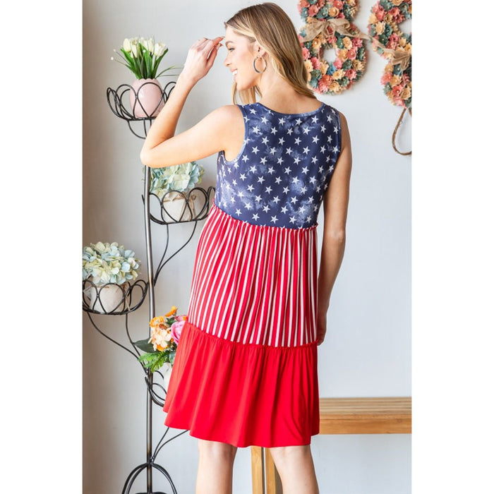 US Flag Theme Contrast Tank Dress