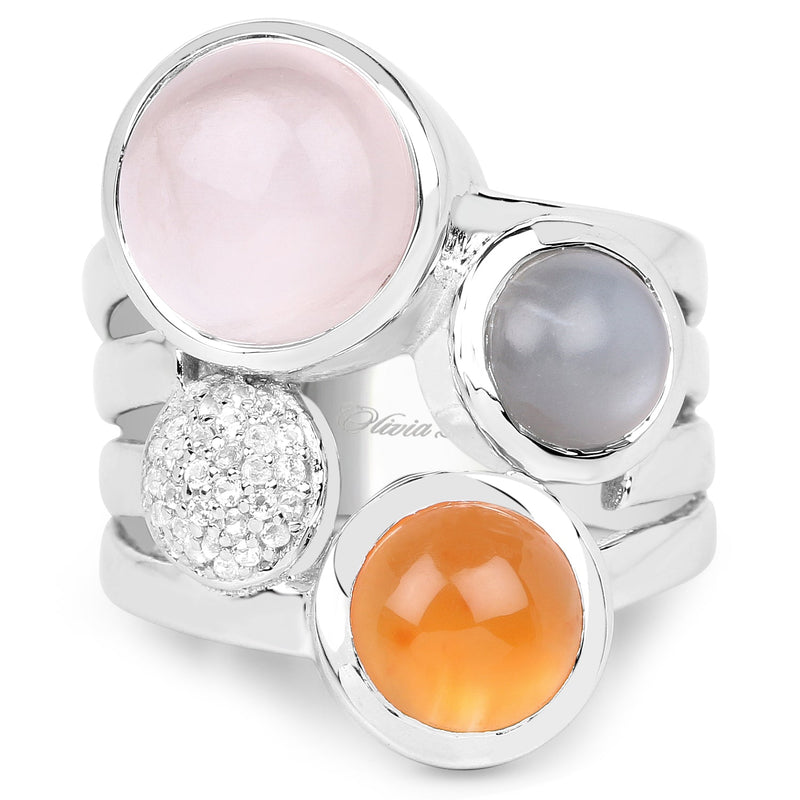 Bids.com 5.96 Carat Genuine Multi Stone .925 Sterling Silver Ring Rings