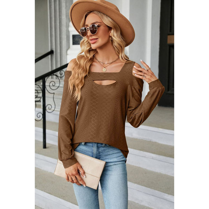 Cold Shoulder Square Neck Cutout Blouse