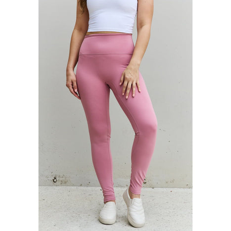 Zenana Fit For You High Waist Active Leggings in Light Rose