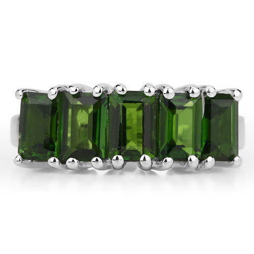 Bids.com 3.25 Carat Genuine Chrome Diopside .925 Sterling Silver Ring Rings