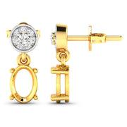 Bids.com 0.11 Carat Genuine White Diamond 14K Yellow Gold Semi Mount Earrings - holds 7x5mm Oval Gemstones Earrings