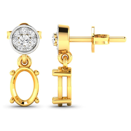 Bids.com 0.11 Carat Genuine White Diamond 14K Yellow Gold Semi Mount Earrings - holds 7x5mm Oval Gemstones Earrings