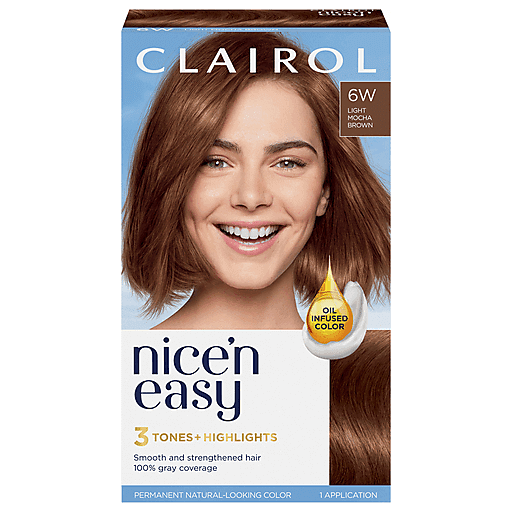 0 Nice’n Easy Hair Color, Permanent, Light Mocha Brown 6 W Hair Color