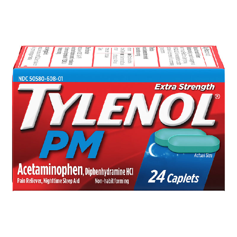 Tylenol PM Tylenol PM Extra Strength Pain Reliever & Sleep Aid Caplets 500 Mg Acetaminophen Health & Beauty