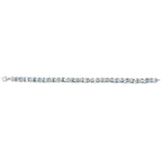Bids.com .925 Sterling Silver 16.0 Cttw Oval Blue Topaz and Diamond Accent Tennis X Link Bracelet (I-J Color, I1-I2 Clarity) - Size 7" Inch Bracelets