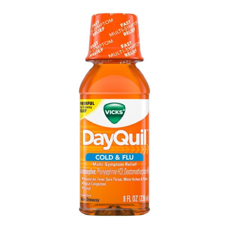 Vicks Vicks DayQuil Cold & Flu Relief, Non-Drowsy Liquid Medicine, 8 Fl Oz Health & Beauty