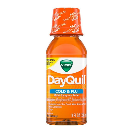Vicks Vicks DayQuil Cold & Flu Relief, Non-Drowsy Liquid Medicine, 8 Fl Oz Health & Beauty