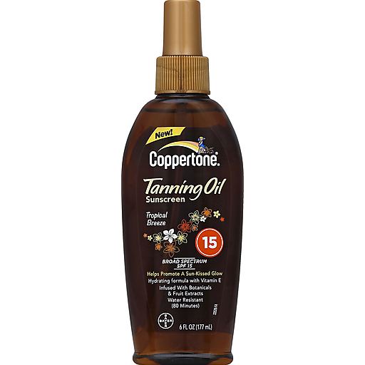 Coppertone Coppertone Tropical Breeze Tanning Oil Broad Spectrum SPF 15 Sunscreen 6 Fl. Oz. Spray Bottle Sunscreen White Smoke