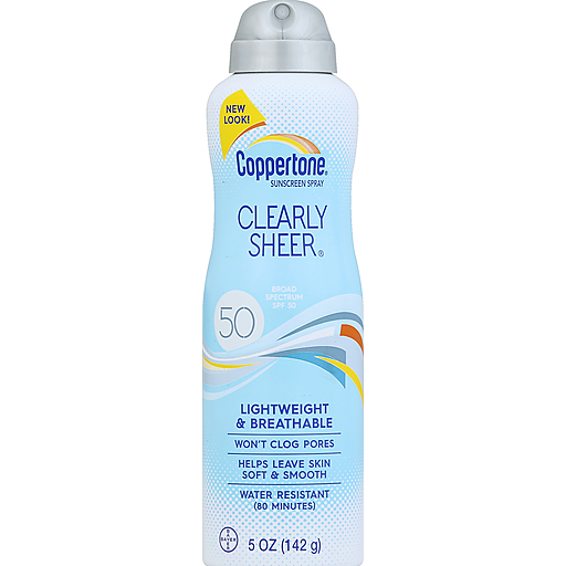 Coppertone Coppertone Clearly Sheer Sunscreen, Spray, Broad Spectrum SPF 50 Sunscreen Pale Turquoise