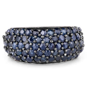 Bids.com 3.28 Carat Genuine Blue Sapphire and White Topaz .925 Sterling Silver Ring Rings
