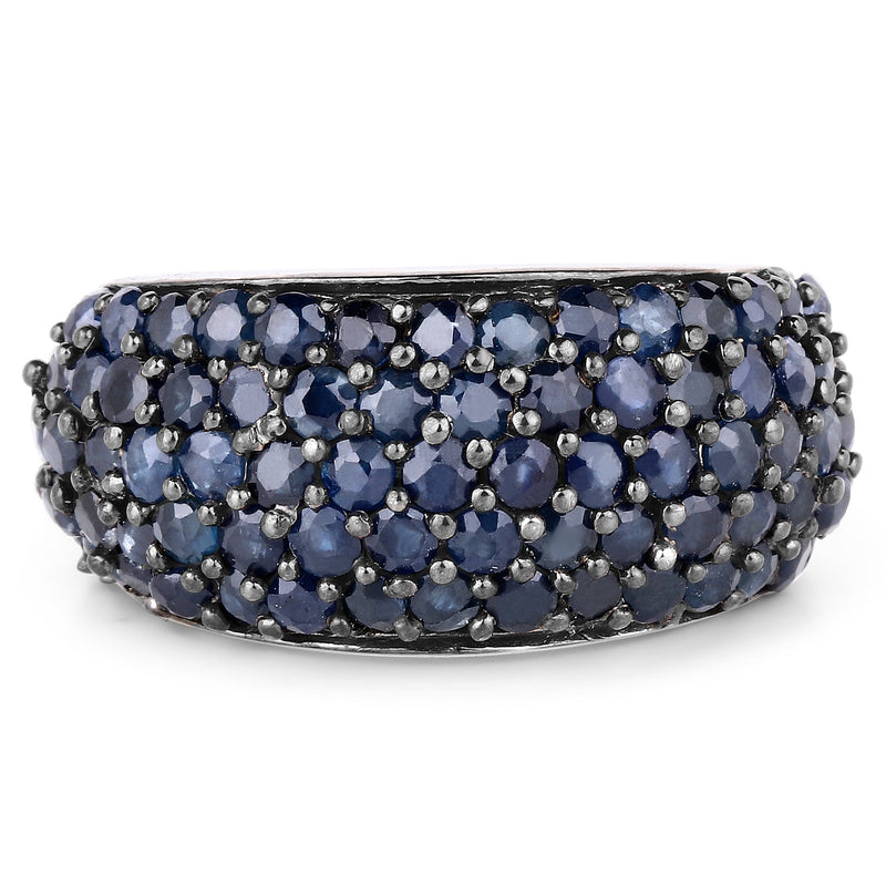Bids.com 3.28 Carat Genuine Blue Sapphire and White Topaz .925 Sterling Silver Ring Rings