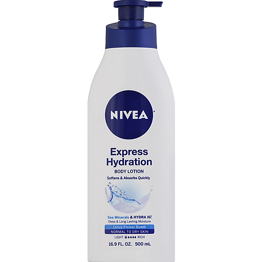 Nivea Nivea Body Lotion, Express Hydration, Lotus Flower Scent 16.9 Oz Lotion & Moisturizer Light Gray