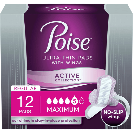 Poise Poise Active Collection Regular Length Maximum Ultra Thin Pads With Wings Personal Care Dark Slate Gray