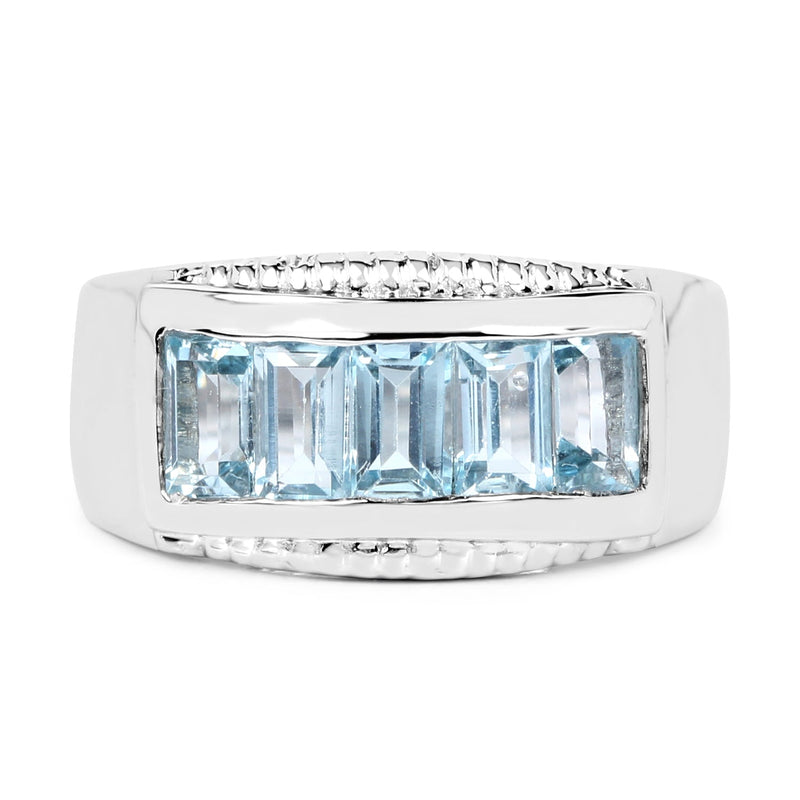 Bids.com 1.75 Carat Genuine Blue Topaz .925 Sterling Silver Ring Rings
