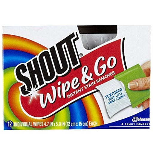 Shout Shout Wipe - Go Instant Stain Remover Wipes 50 ct Pet Odor & Stain Removers