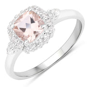 Bids.com 1.17 Carat Genuine Morganite and White Zircon .925 Sterling Silver Ring Rings
