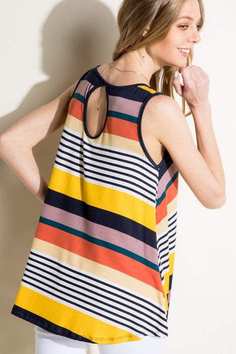 Multi Stripe Jersey Tank Top