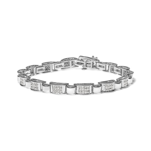 Bids.com 14K White Gold 2.00 Cttw Princess Diamond Invisible Set Link Bracelet (H-I Color, SI2-I1 Clarity) - 7" Bracelets
