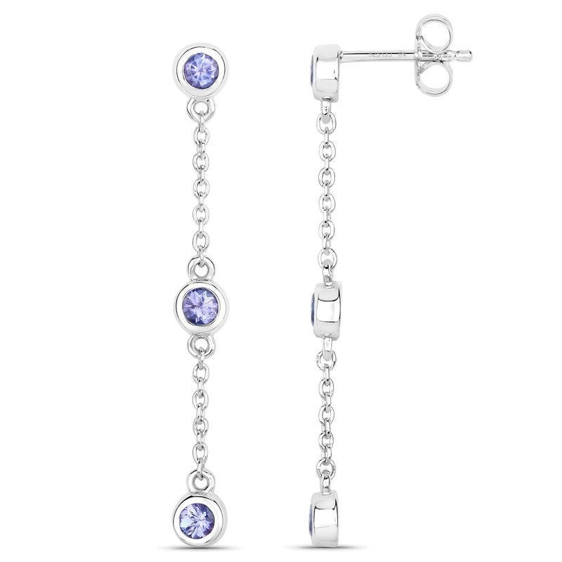 Bids.com 0.60 Carat Genuine Tanzanite .925 Sterling Silver Earrings Earrings