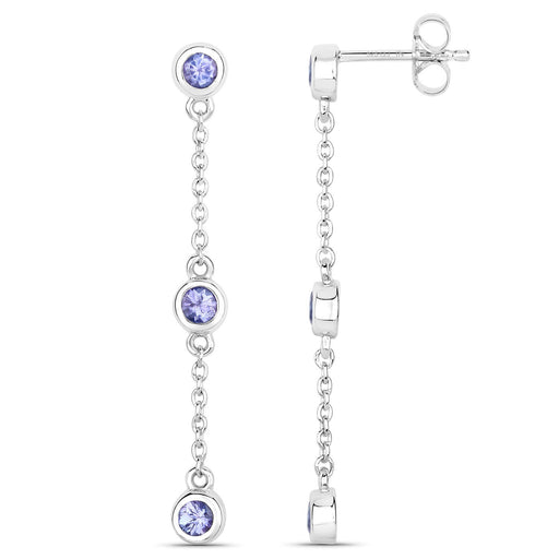 Bids.com 0.60 Carat Genuine Tanzanite .925 Sterling Silver Earrings Earrings
