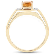 Bids.com 14K Yellow Gold Plated 1.36 Carat Genuine Citrine & White Topaz .925 Sterling Silver Ring Rings