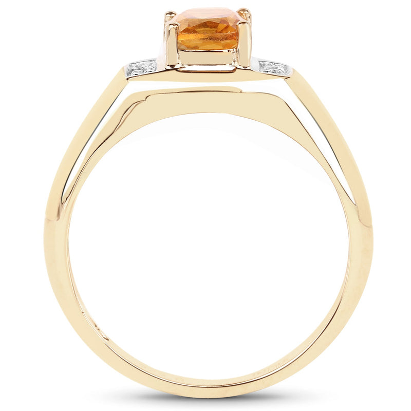 Bids.com 14K Yellow Gold Plated 1.36 Carat Genuine Citrine & White Topaz .925 Sterling Silver Ring Rings